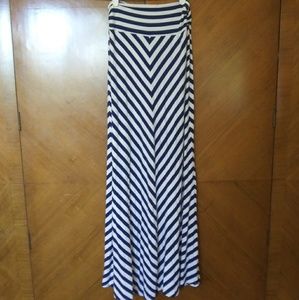 Slanted Striped Maxi Skirt
